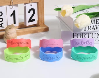 Custom Silicone Bottle Bands | Personalized Bottle labels/ Bottle Bands for Kid/ Cup label bands/ Sippy cup label/Sport bottle label