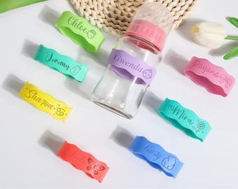 Personalized Bottle Bands, Custom Cup Labels for Kids, Engraved Water Bottle Bands,Sippy Cup Name Label,Sports Bottle ID Bands,Gift for Kids