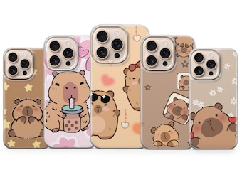 Capibara Phone Case Cute Animal Cover for iPhone 17 Pro Max, 16e, 15, 14, 13 & Samsung S25 Ultra, S24 FE, A56, A16, Pixel 10 XL, 9a,