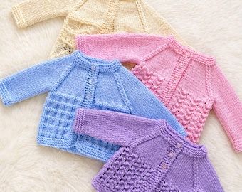 Hand Knitted Baby Cardigan and Hat Set, Soft Wool Newborn Gift