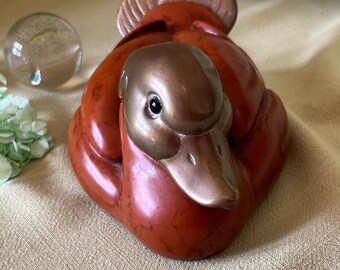 Elli Malevolti Duck Figurine: Hand-carved, Hand-painted Italian