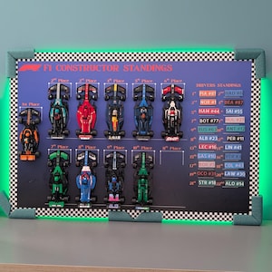 Modèle d'affichage numérique F1 Lego 11 Team Grid avec étiquettes de pilote (90 x 60 cm)