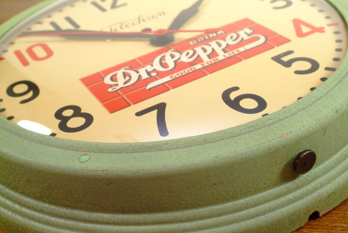 Vintage 1940's Telechron Dr. Pepper Advertising Clock Etsy