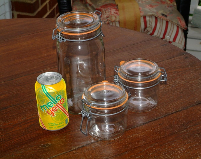 Three Glass Top Jars With Wire Bail Closure and Rubber Gaskets Etsy