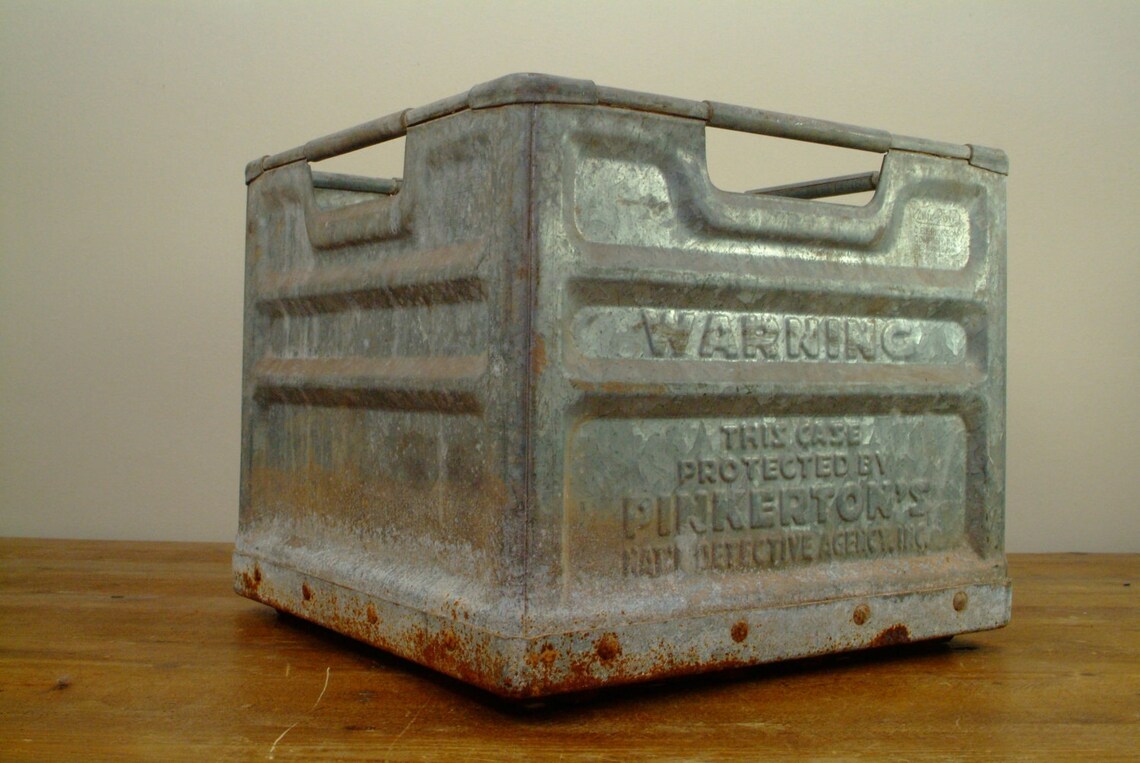Vintage Pinkerton Solid Metal Milk Crate for Miss Etsy