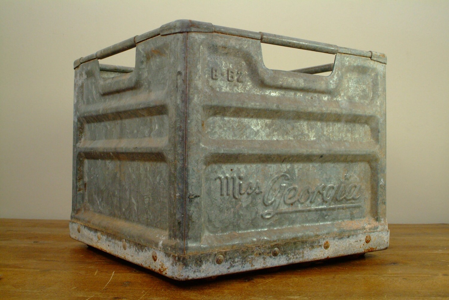 Vintage Pinkerton Solid Metal Milk Crate for Miss Etsy