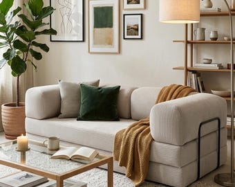 Corduroy Velvet Modular Sofa Bed, Convertible Floor Seating,Modern Living Room Furniture,One sofa - Endless Moods,Watch Read Relax,Smal Sofa