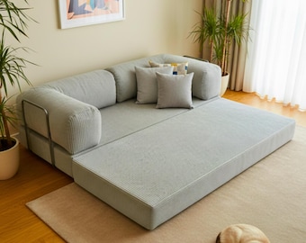 Divano letto modulare NESTO Velvet, divano letto modulare, un divano - infinite possibilità di umore, per giocare, rilassarsi o fare un pisolino: si adatta a ogni umore, divano moderno per soggiorno