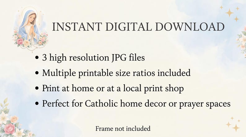 Hail Mary Prayer Printable | Catholic Wall Art | Ave Maria Prayer Print ...