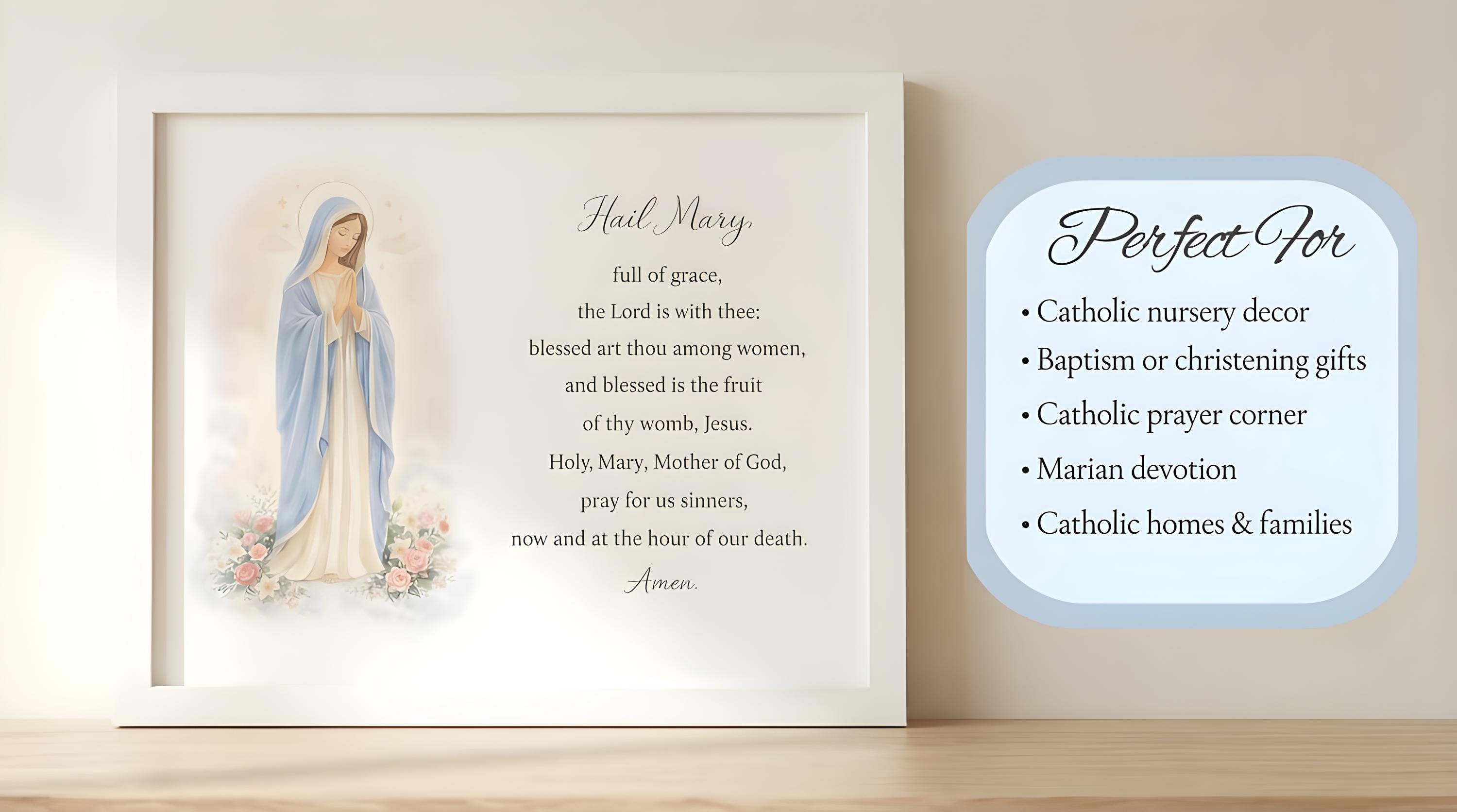 Hail Mary Framed Prayer | Catholic Wall Art | Ave Maria Prayer | Marian ...