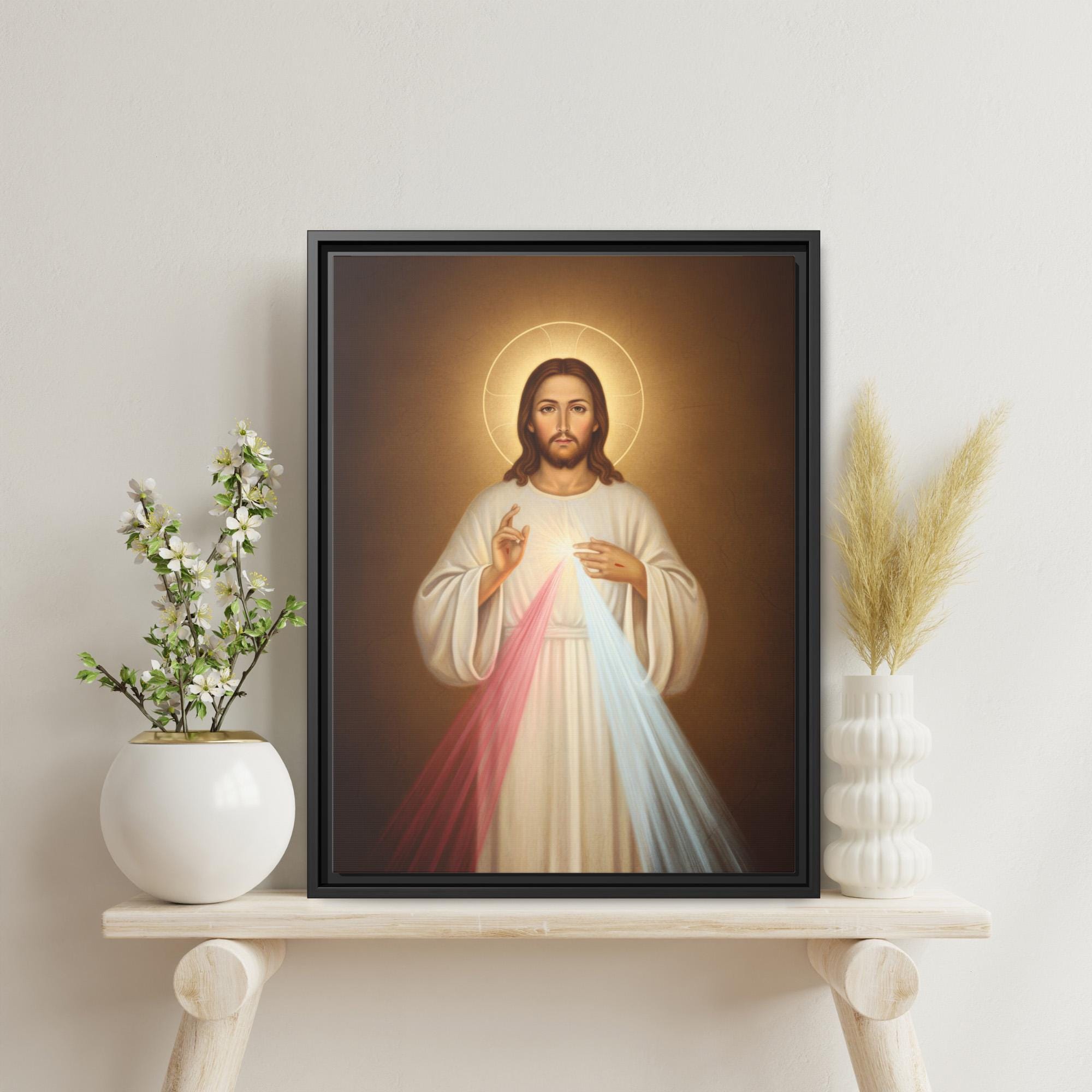 Divine Mercy Jesus Religious Icon Print, Sacred Heart Christ Portrait ...