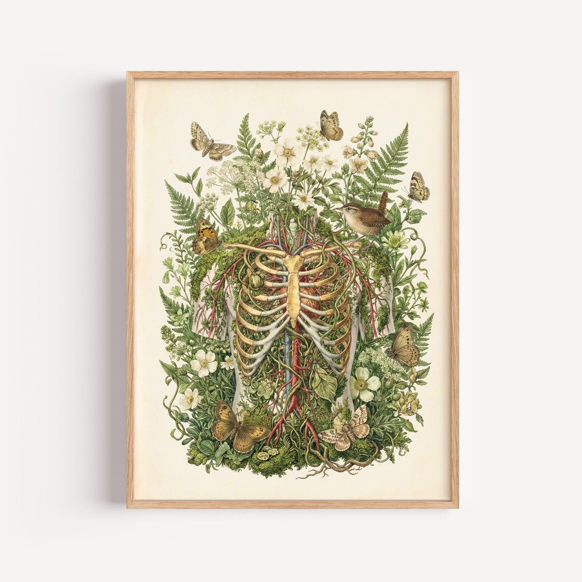 Surreal Human Anatomy Poster, Vintage Botanical Body Print, Floral ...