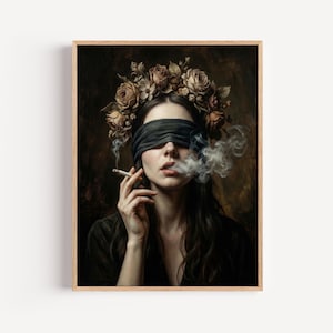 blindfold and a cigarette Blindfold Woman Art