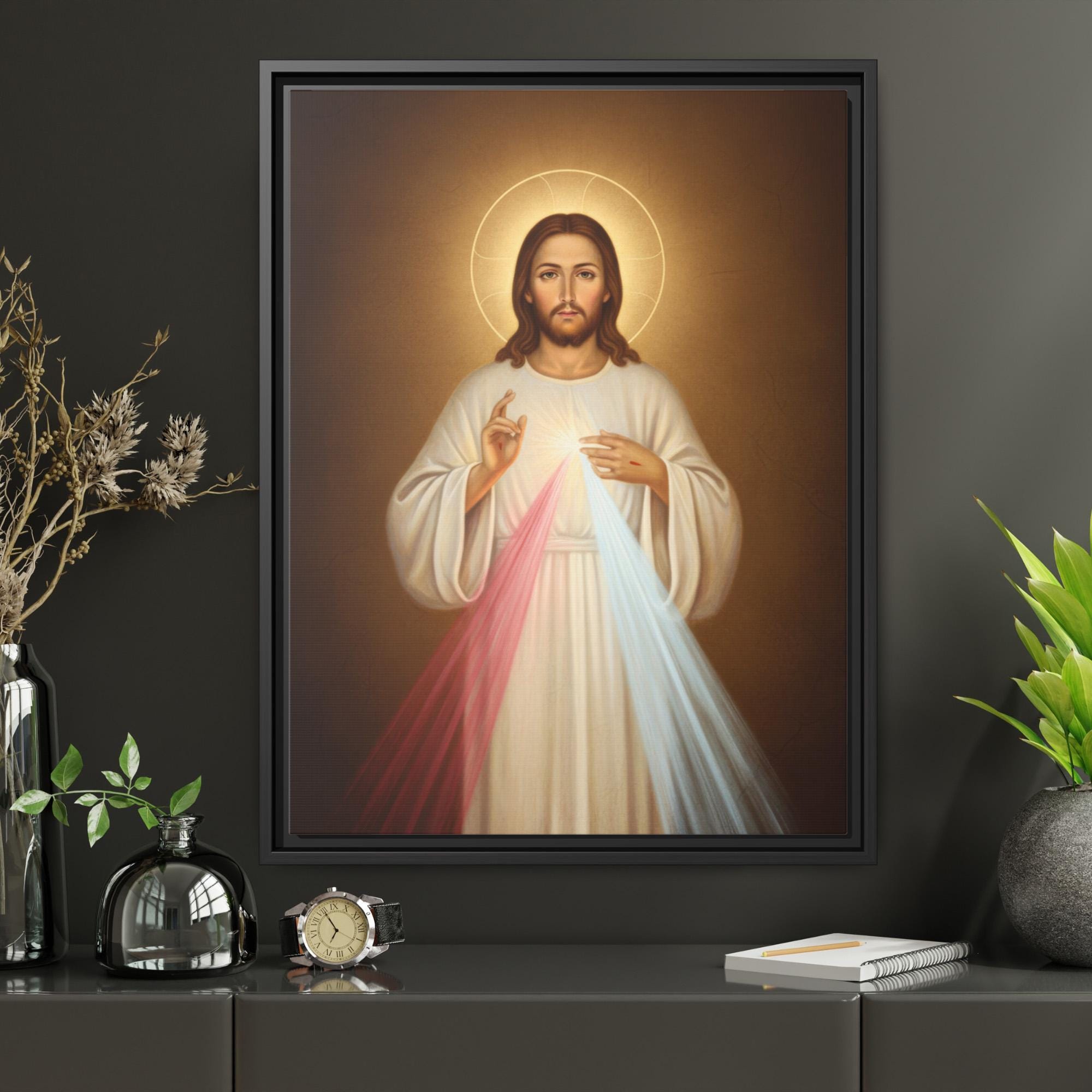 Divine Mercy Jesus Religious Icon Print, Sacred Heart Christ Portrait ...