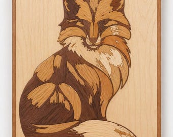 Paquete de patrones de marquetería e intarsia Fox (2 en 1 JPEG)