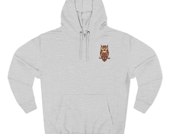 Sudadera con capucha de búho del bosque otoñal / Gráfico de búho estilizado marrón