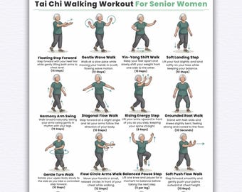 Printable Tai Chi Walking Workout for Women | Senior-Friendly Tai Chi Walking Exercises | Balance, Mobility & Mindful Movement PDF
