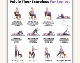 Printable Pelvic Floor Exercises for Seniors  Kegel Exercise Chart for Bladder Control & Core Strength  Senior Fitness PDF Download