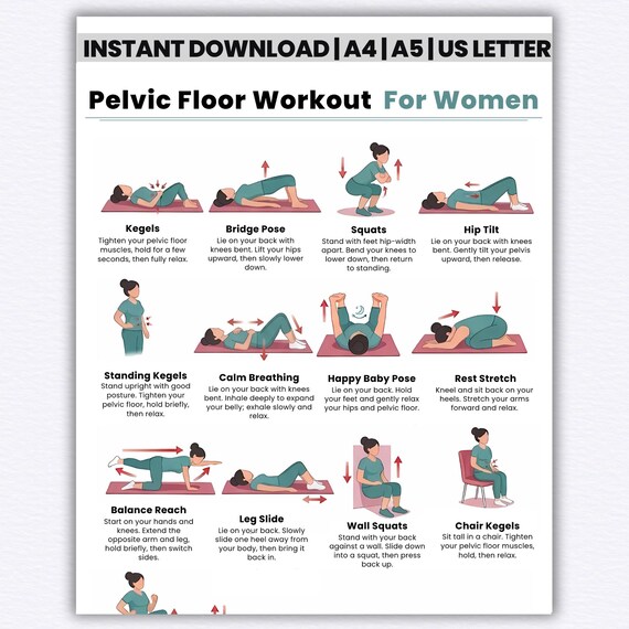 Printable Kegel Exercises for Women | Pelvic Floor Workout Chart | Bladder Control & Core Strength PDF
