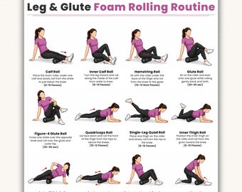 Printable Foam Roller Exercises for Legs & Glutes  Leg Rollout Stretching Chart Home Gym Workout Poster  US Letter A4 Digital Download