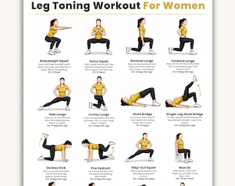 Leg Workout for Women Printable  Lower Body, Glute & Thigh Exercises Chart  Home Fitness Workout PDF  Digital Fitness Gym Poster