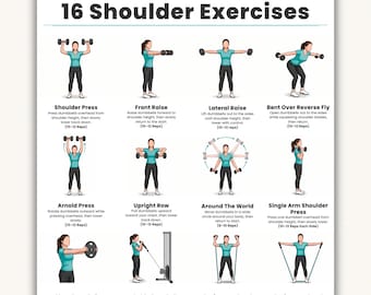 Printable Shoulder Exercises Chart  16 Shoulder Strength Exercises  Upper Body Workout  Dumbbell Shoulder Workout  Digital Download