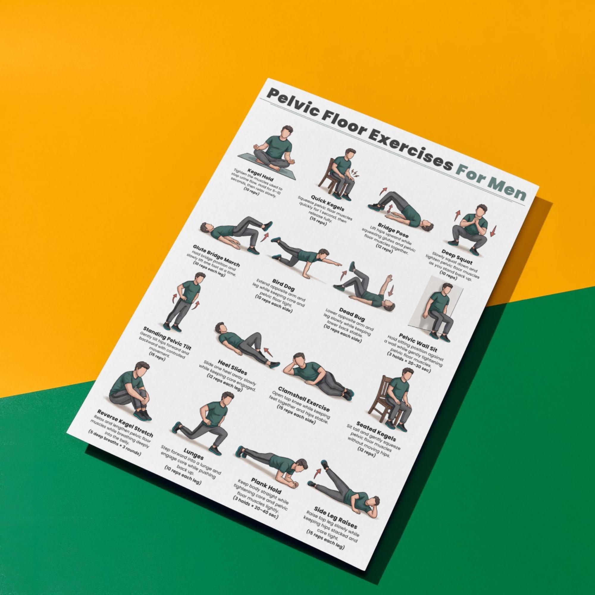 Printable Pelvic Floor Exercises for Men, Kegel Exercise for Men PDF ...