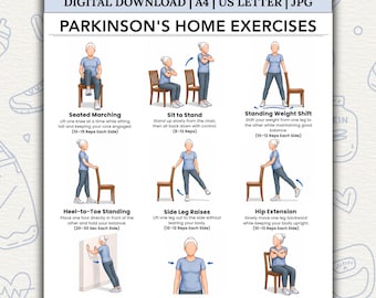 Parkinson's Home Exercises for Seniors  Balance & Mobility Exercises  Gentle Physical Therapy Workout  Printable PDF Digital Download