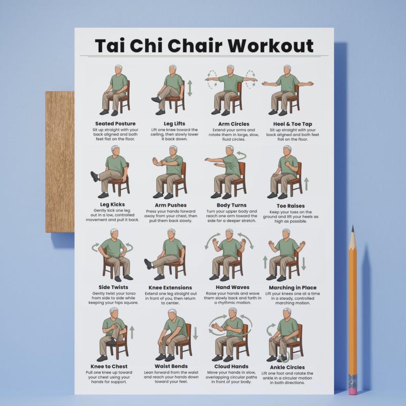 Printable Tai Chi Chair Workouts Tai Chi Chair Exercise Chart 