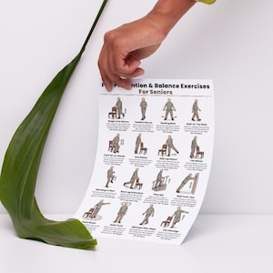 Printable Fall Prevention Balance Exercises for Seniors, Balance & Stability Workout, Elderly Fitness Chart, Physical Therapy Chair Exercise image 4