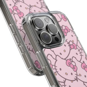 Hello Kitty Pattern Clear Case | Pink Cat Face Phone Case image 4