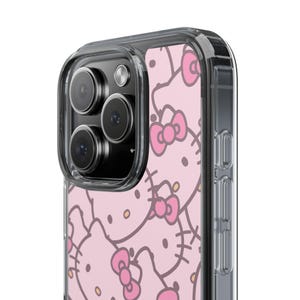 Hello Kitty Pattern Clear Case | Pink Cat Face Phone Case image 3