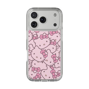 Hello Kitty Pattern Clear Case | Pink Cat Face Phone Case image 1