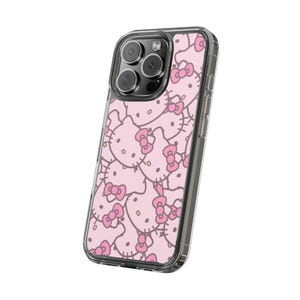 Hello Kitty Pattern Clear Case | Pink Cat Face Phone Case image 5