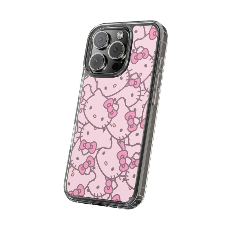Hello Kitty Pattern Clear Case | Pink Cat Face Phone Case image 5