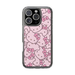 Hello Kitty Pattern Clear Case | Pink Cat Face Phone Case image 2
