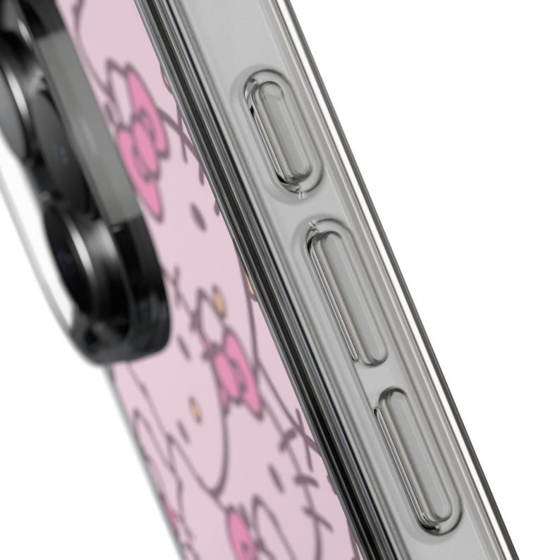 Hello Kitty Pattern Clear Case | Pink Cat Face Phone Case image 6