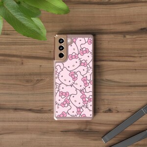 Hello Kitty Pattern Clear Case | Pink Cat Face Phone Case image 12