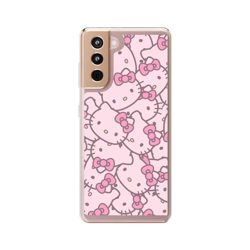 Hello Kitty Pattern Clear Case | Pink Cat Face Phone Case image 9