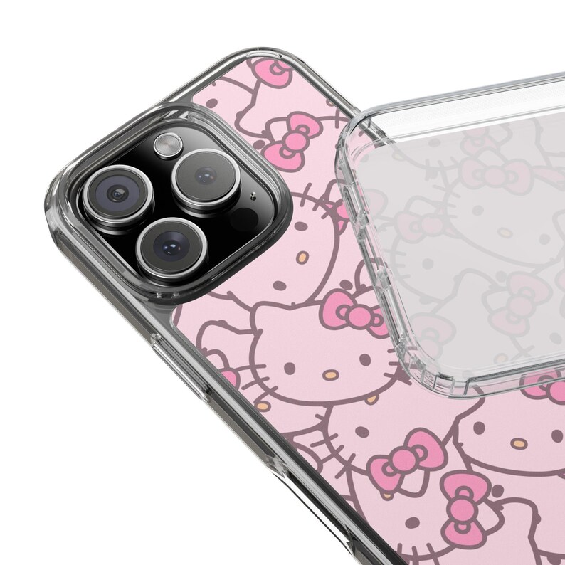 Hello Kitty Pattern Clear Case | Pink Cat Face Phone Case image 8