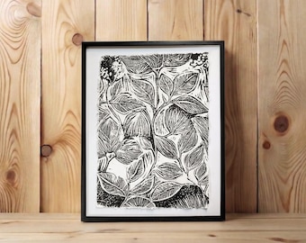 Rinascita - Stampa originale - Incisione a mano da matrice in legno su carta di cotone - Quadro Floreale - Wall Art