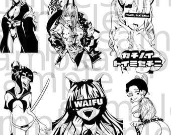 Anime Waifu SVG file for cups and tumblers
