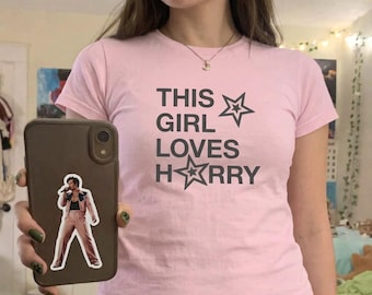this girl loves harry baby tee, styles concert outfit, retro tour top, vintage star shirt, 90s y2k fanmade merch, together together