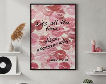 Kissco Decor Pink Lipstick Kisses Poster Fangirl Gift Harry Kattdo