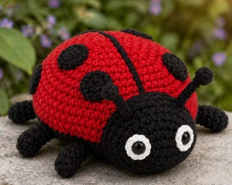 Chubby Ladybug Crochet Pattern, Amigurumi Plush Toy, Kawaii Bug DIY (PDF Download)