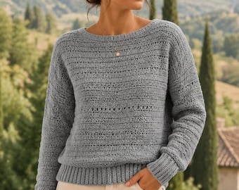 Beginner Crochet Sweater Pattern PDF, Cozy Pullover DIY (Digital Download)