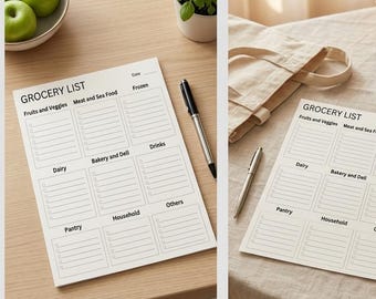 Printable Grocery List Template, Shopping Planner PDF, A4, US Letter (Digital Download)