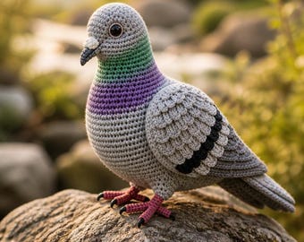 Realistic Pigeon Crochet Pattern, Lifelike Bird Amigurumi PDF, Urban Wildlife Decor (Digital Download)