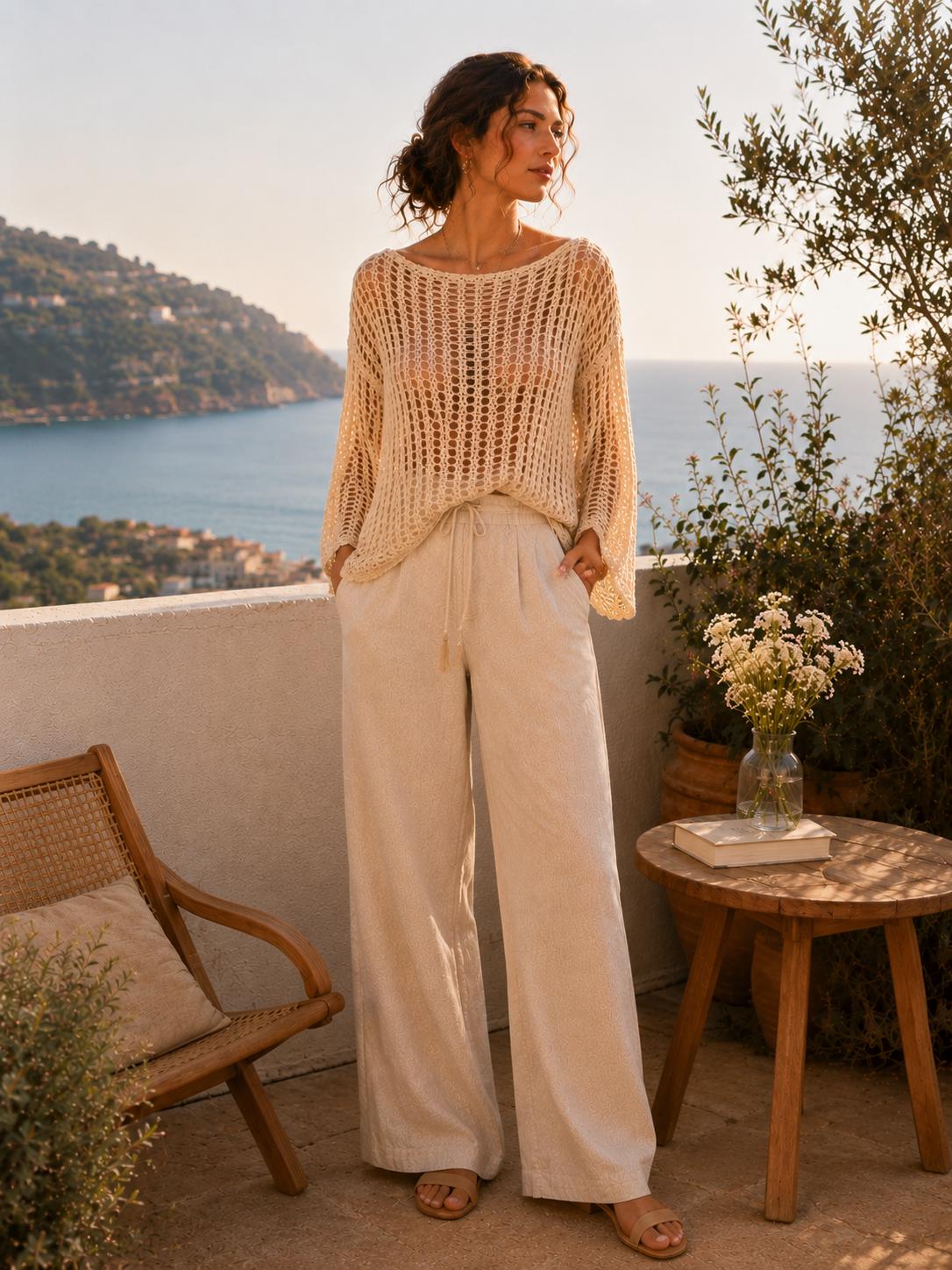 30 Mesh Sweater Crochet Patterns for Airy Layers, Pullovers, and Cardigans 3 Coastal Mesh Sweater Crochet Pattern