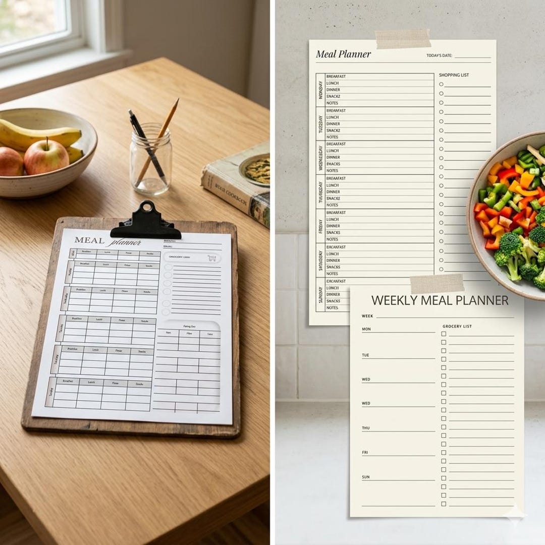 Weekly Meal Planner Printable With Grocery List (PDF Download) - Etsy